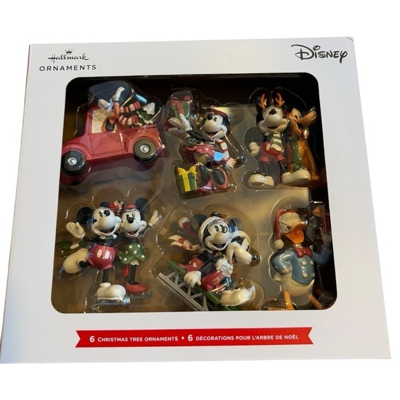 Hallmark Disney Christmas Ornament Set NEW 6 Mickey Minnie Mouse Donald Pluto - Picture 1 of 5